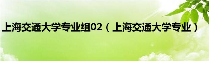 上海交通大学专业组02（上海交通大学专业）