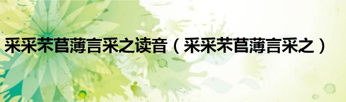 采采芣苢薄言采之读音（采采芣苢薄言采之）