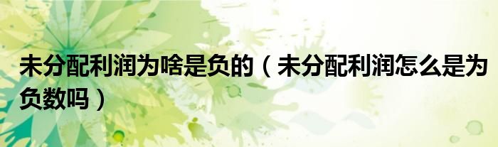 未分配利润为啥是负的（未分配利润怎么是为负数吗）