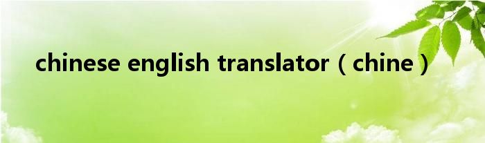 chinese english translator（chine）
