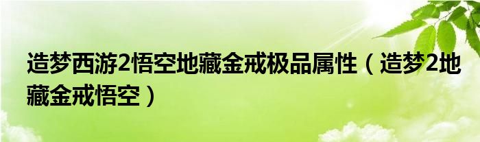 造梦西游2悟空地藏金戒极品属性（造梦2地藏金戒悟空）