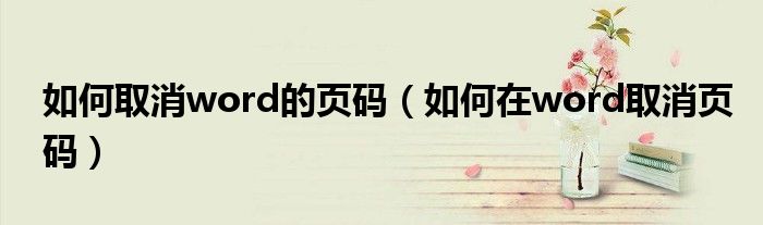 如何取消word的页码（如何在word取消页码）