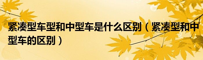 紧凑型车型和中型车是什么区别（紧凑型和中型车的区别）