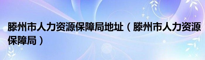 滕州市人力资源保障局地址（滕州市人力资源保障局）