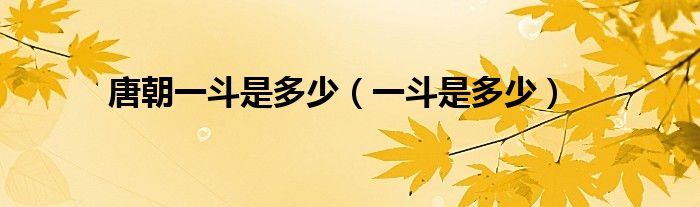 唐朝一斗是多少（一斗是多少）