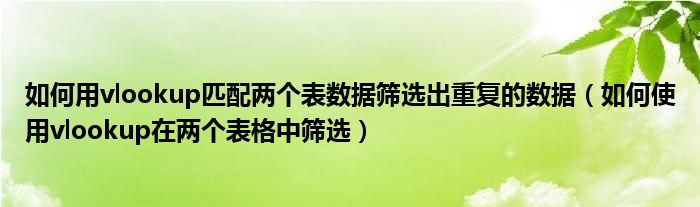 如何用vlookup匹配两个表数据筛选出重复的数据（如何使用vlookup在两个表格中筛选）