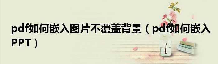 pdf如何嵌入图片不覆盖背景（pdf如何嵌入PPT）