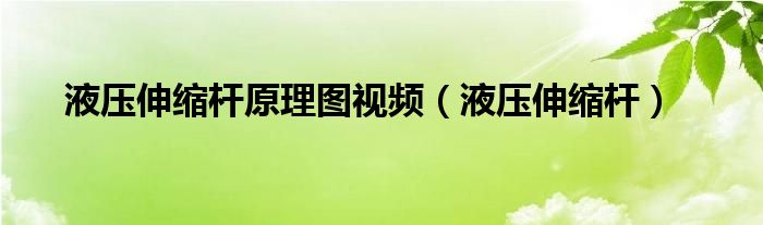 液压伸缩杆原理图视频（液压伸缩杆）