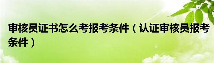 审核员证书怎么考报考条件（认证审核员报考条件）