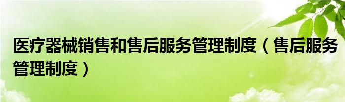 医疗器械销售和售后服务管理制度（售后服务管理制度）