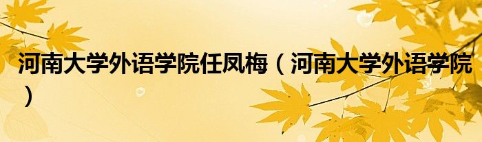 河南大学外语学院任凤梅（河南大学外语学院）