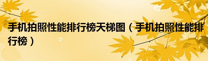 手机拍照性能排行榜天梯图（手机拍照性能排行榜）
