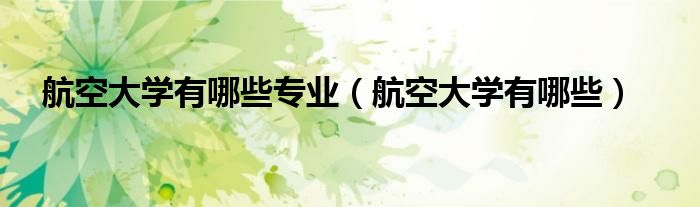 航空大学有哪些专业（航空大学有哪些）