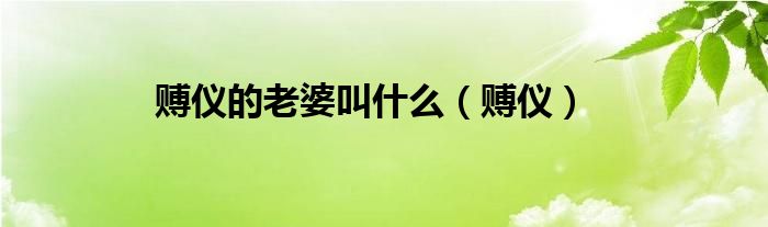 赙仪的老婆叫什么（赙仪）
