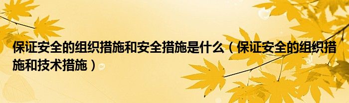 保证安全的组织措施和安全措施是什么（保证安全的组织措施和技术措施）