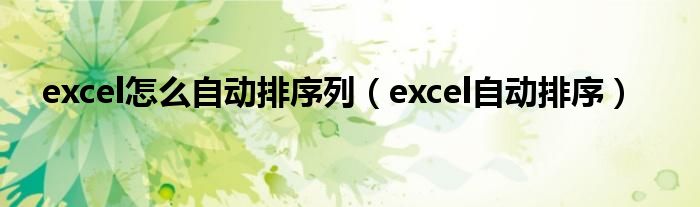 excel怎么自动排序列（excel自动排序）