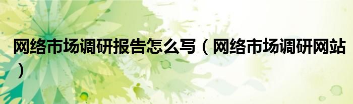 网络市场调研报告怎么写（网络市场调研网站）