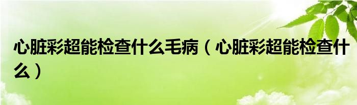 心脏彩超能检查什么毛病（心脏彩超能检查什么）