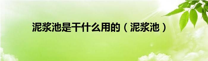 泥浆池是干什么用的（泥浆池）