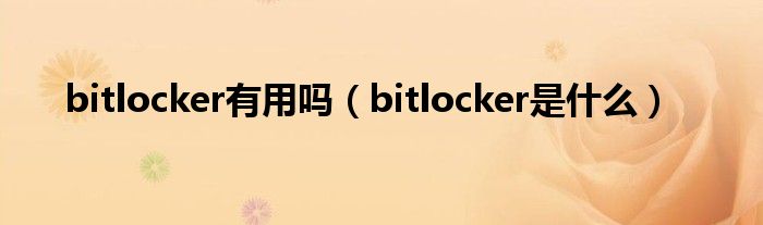 bitlocker有用吗（bitlocker是什么）