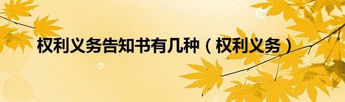 权利义务告知书有几种（权利义务）