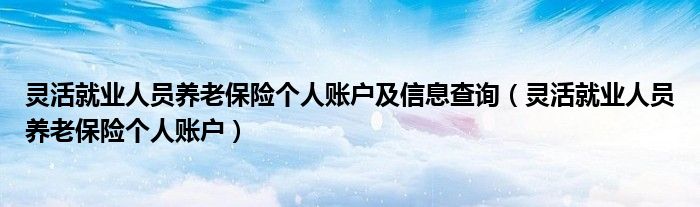 灵活就业人员养老保险个人账户及信息查询（灵活就业人员养老保险个人账户）