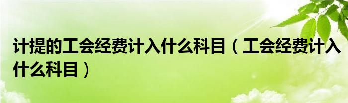 计提的工会经费计入什么科目（工会经费计入什么科目）
