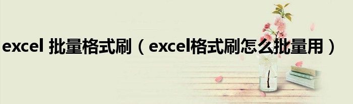 excel 批量格式刷（excel格式刷怎么批量用）