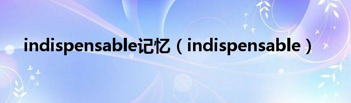 indispensable记忆（indispensable）