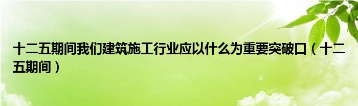 十二五期间我们建筑施工行业应以什么为重要突破口（十二五期间）