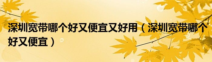 深圳宽带哪个好又便宜又好用（深圳宽带哪个好又便宜）