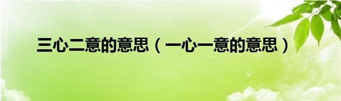 三心二意的意思（一心一意的意思）