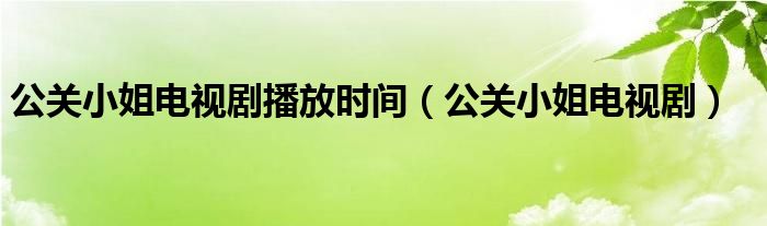 公关小姐电视剧播放时间（公关小姐电视剧）