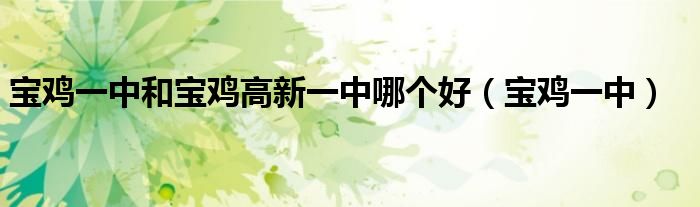 宝鸡一中和宝鸡高新一中哪个好（宝鸡一中）
