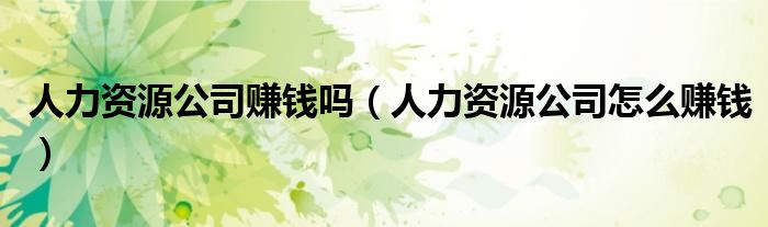 人力资源公司赚钱吗（人力资源公司怎么赚钱）