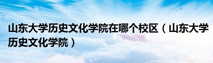 山东大学历史文化学院在哪个校区（山东大学历史文化学院）