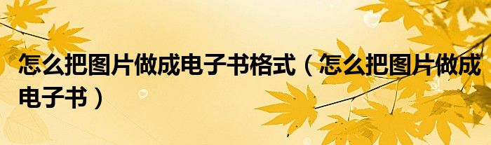 怎么把图片做成电子书格式（怎么把图片做成电子书）