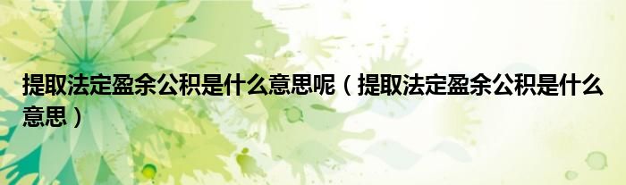 提取法定盈余公积是什么意思呢（提取法定盈余公积是什么意思）