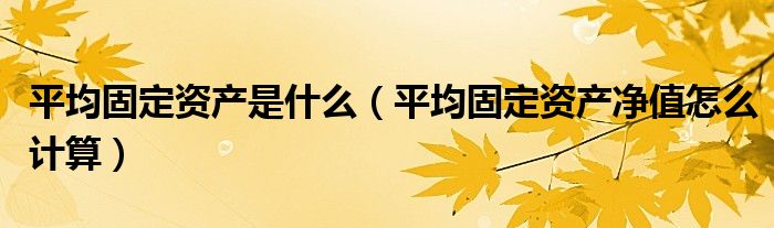 平均固定资产是什么（平均固定资产净值怎么计算）