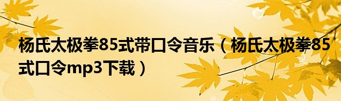 杨氏太极拳85式带口令音乐（杨氏太极拳85式口令mp3下载）