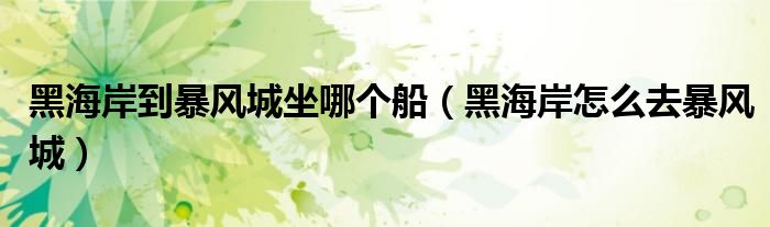 黑海岸到暴风城坐哪个船（黑海岸怎么去暴风城）