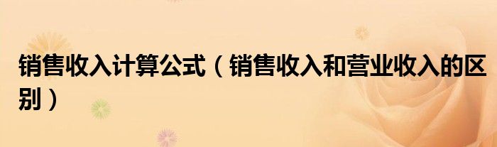 销售收入计算公式（销售收入和营业收入的区别）