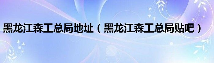 黑龙江森工总局地址（黑龙江森工总局贴吧）