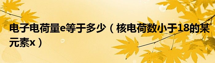 电子电荷量e等于多少（核电荷数小于18的某元素x）