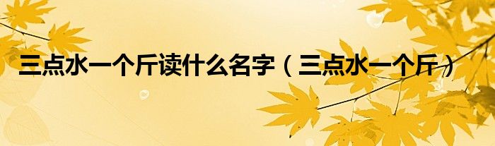 三点水一个斤读什么名字（三点水一个斤）