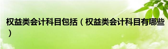 权益类会计科目包括（权益类会计科目有哪些）
