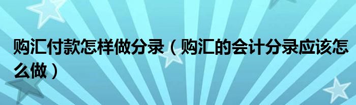 购汇付款怎样做分录（购汇的会计分录应该怎么做）