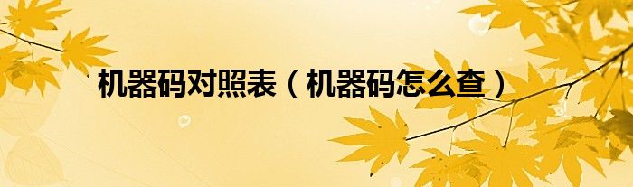 机器码对照表（机器码怎么查）