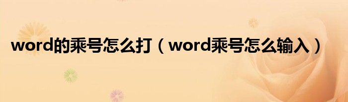 word的乘号怎么打（word乘号怎么输入）
