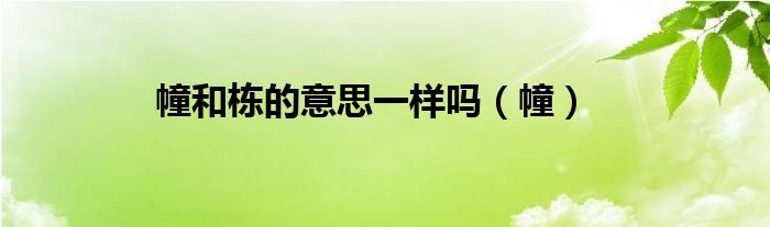 幢和栋的意思一样吗（幢）